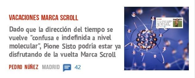 VACACIONES MARCA SCROLL. Dado que la dirección del tiempo se vuelve "confusa e indefinida a nivel molecular", Pione Sisto podría estar ya disfrutando de la vuelta Marca Scroll