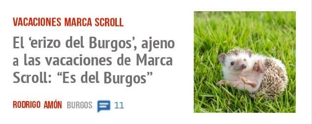 VACACIONES MARCA SCROLL. El 'erizo del Burgos', ajeno Scroll: "Es del Burgos"