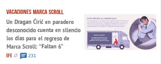 VACACIONES MARCA SCROLL. Un Dragan Cirit en paradero desconocido cuenta en silencio los días para el regreso de Marca Scroll: "Faltan 6"