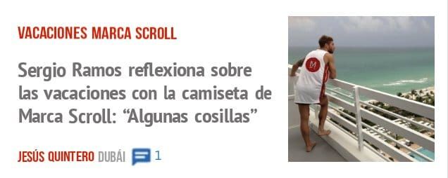 VACACIONES MARCA SCROLL. Sergio Ramos reflexiona sobre las vacaciones con la camiseta de Marca Scroll: "Algunas cosillas"