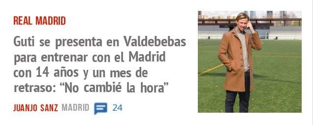 REAL MADRID. Guti se presenta en Valdebebas para entrenar con el Madrid con 14 años y un mes de retraso: "No cambié la hora"