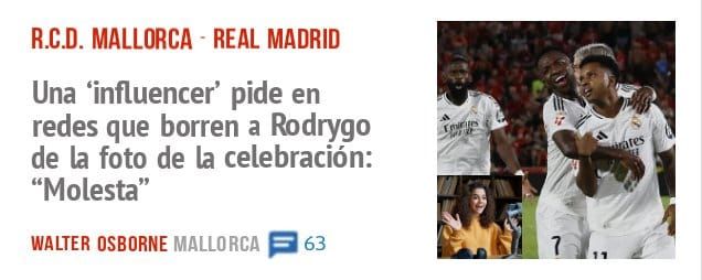 R.C.D. MALLORCA - REAL MADRID. Una 'influencer' pide en redes que borren a bdrygo de la foto de la celebración: "Molesta"
