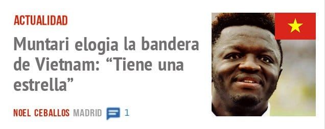 ACTUALIDAD. Muntari elogia la bandera de Vietnam: "Tiene una estrella"