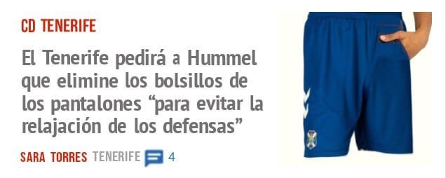 CD TENERIFE. El Tenerife pedirá a Hummel que elimine los bolsillos de los pantalones 't)ara evitar la relajación de los defensas"