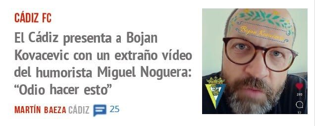 CÁDIZ FC. El Cádiz presenta a Bojan Kovacevic con un extraño vídeo del humorista Miguel Noguera: "Odio hacer estd'