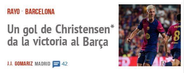RAYO BARCELONA. Un gol de Christensen* da la victoria al Barça