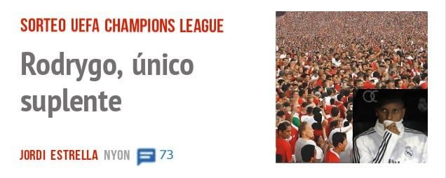 SORTEO UEFA CHAMPIONS LEAGUE. Rodrygo, único suplente