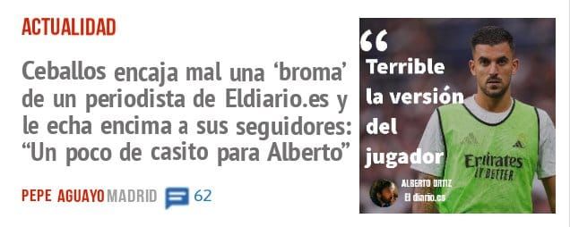 ACTUALIDAD. Ceballos encaja mal una 'broma' de un periodista de Eldiario.es y le echa encima a sus seguidores: "Un poco de casito para Alberto"
