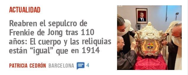 ACTUALIDAD. Reabren el sepulcro de Frenkie de Jong tras 110 años: El cuerpo y las reliquias están "igual" que en 1914