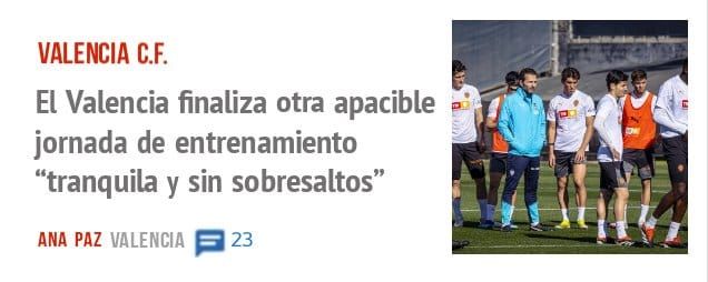 VALENCIA C.F.. El Valencia finaliza otra apacible jornada de entrenamiento "tranquila y sin sobresaltos"