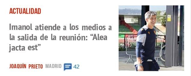 ACTUALIDAD. Imanol atiende a los medios a la salida de la reunión: "Alea jacta est"