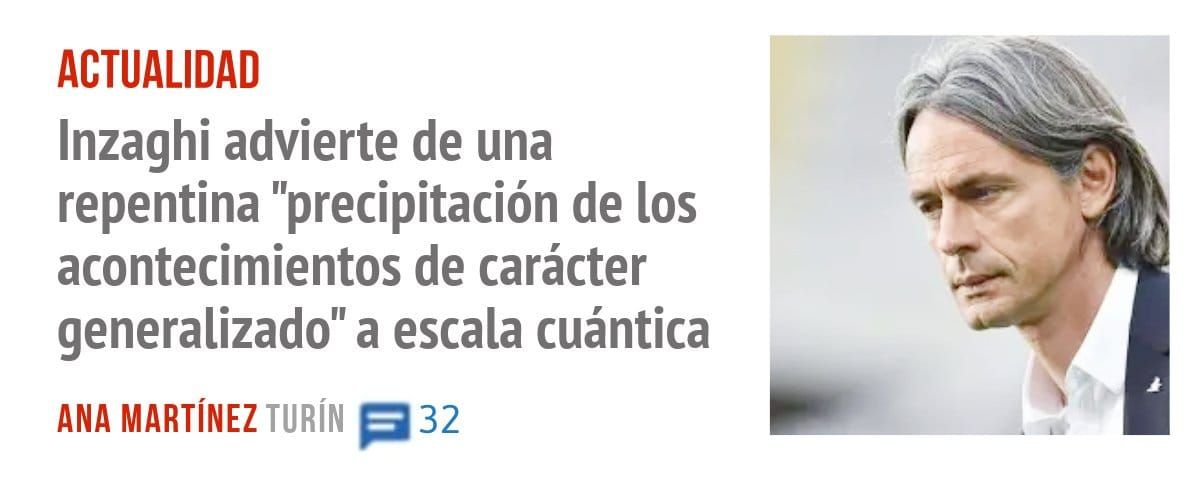 ACTUALIDAD. Inzaghi advierte de una repentina "precipitación de los acontecimientos de carácter generalizado" a escala cuántica