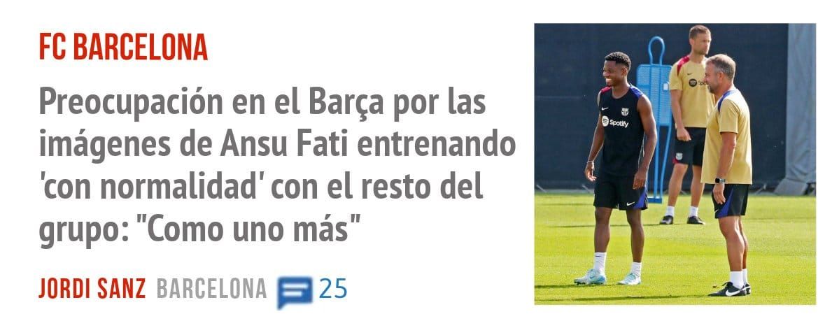 FC BARCELONA. Preocupación en el Barça por las imágenes de Ansu Fati entrenando 'con normalidad' con el resto del grupo: "Como uno más"