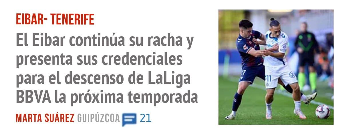 EIBAR- TENERIFE. El Eibar continúa su racha y presenta sus credenciales para el descenso de LaLiga BBVA la próxima temporada