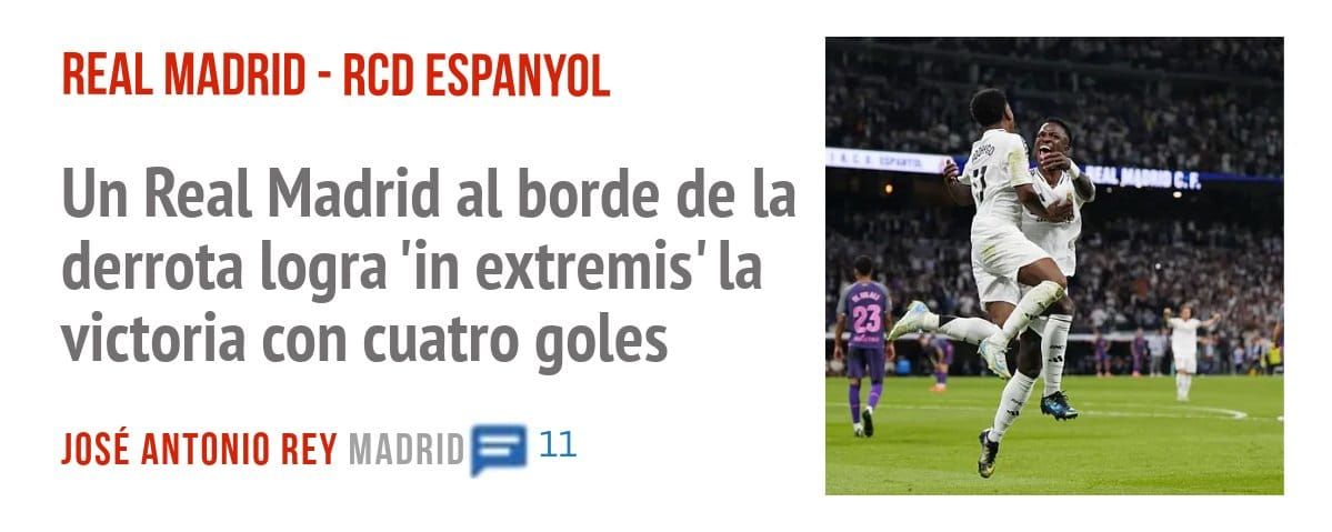 REAL MADRID - RCD ESPANYOL. Un Real Madrid al borde de la derrota logra 'in extremis' la victoria con cuatro goles