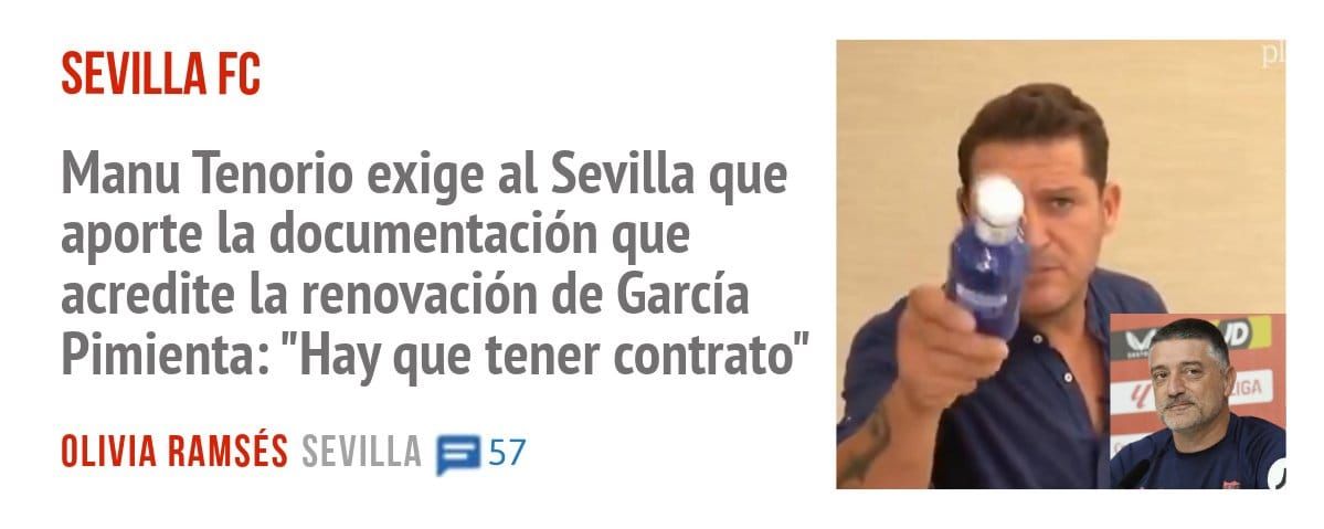 SEVILLA FC. Manu Tenorio exige al Sevilla que aporte la documentación que acredite la renovación de García Pimienta: "Hay que tener contrato"