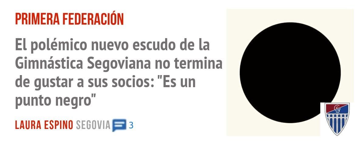 PRIMERA FEDERACIÓN. El polémico nuevo escudo de la Gimnástica Segoviana no termina de gustar a sus socios: "Es un punto negro"