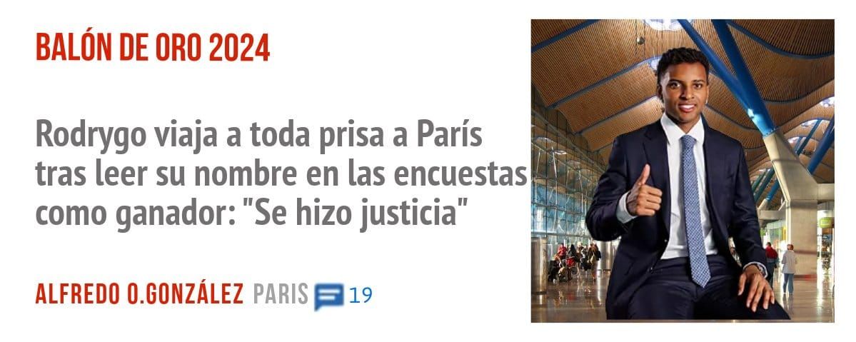 BALÓN DE ORO 2024. Rodrygo viaja a toda prisa a París tras leer su nombre en las encuestas como ganador: "Se hizo justicia"