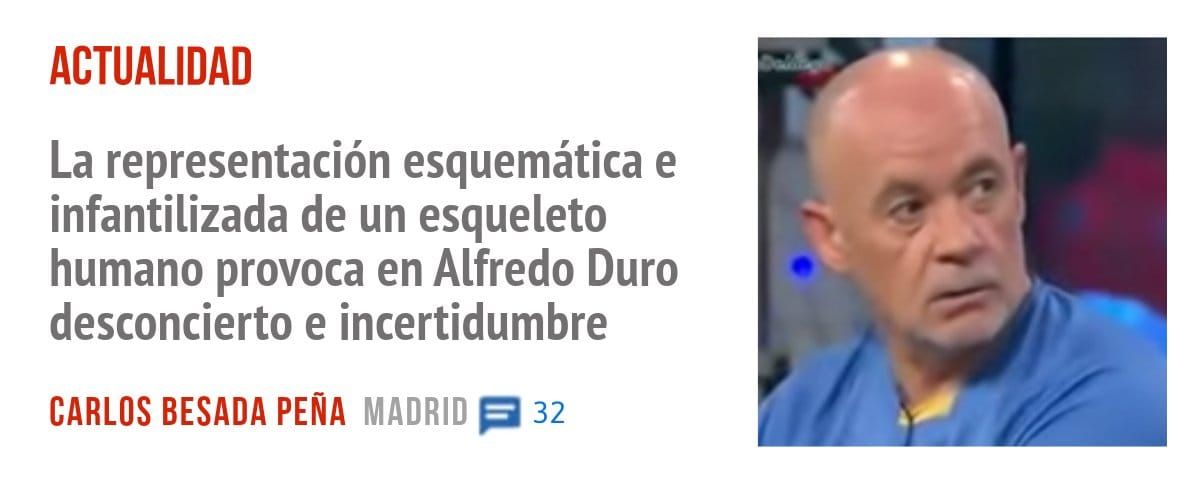 ACTUALIDAD. La representación esquemática e infantilizada de un esqueleto humano provoca en Alfredo Duro desconcierto e incertidumbre
