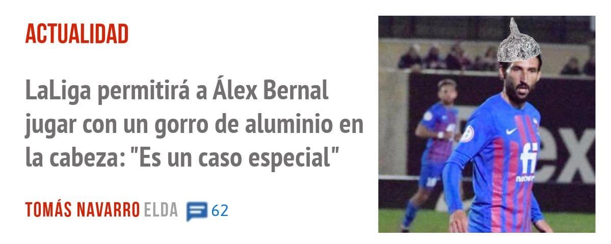 ACTUALIDAD. LaLiga permitirá a Álex Bernal jugar con un gorro de aluminio en la cabeza: "Es un caso especial"