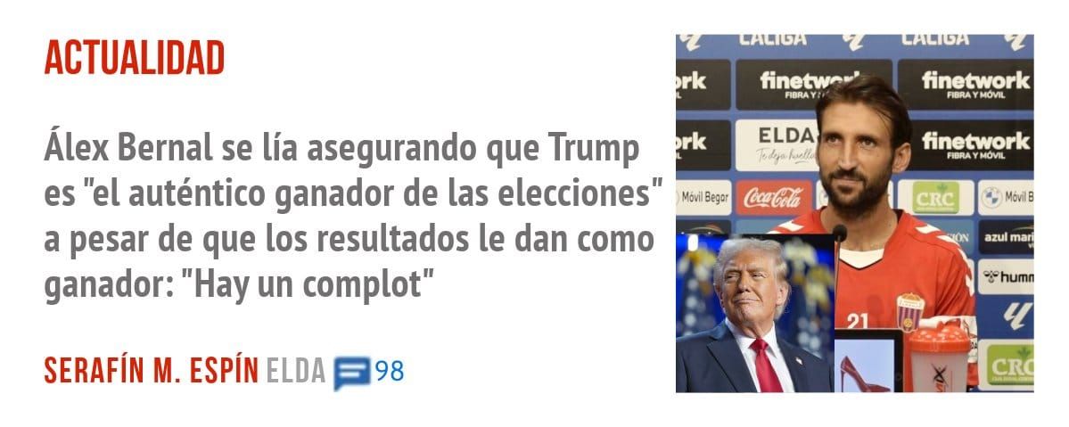 ACTUALIDAD. Álex Bernal se lía asegurando que Trump es "el auténtico ganador de las elecciones" a pesar de que los resultados le dan como ganador: "Hay un complot"