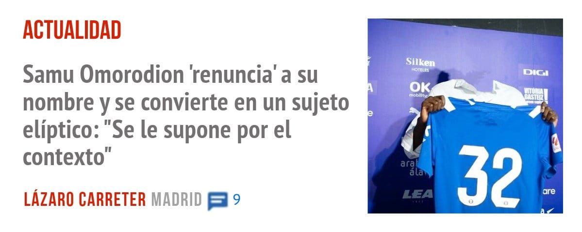 ACTUALIDAD. Samu Omorodion 'renuncia' a su nombre y se convierte en un sujeto elíptico: "Se le supone por el contexto"