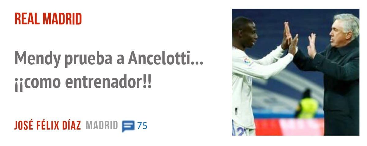 REAL MADRID. Mendy prueba a Ancelotti... iiCOmo entrenador!!