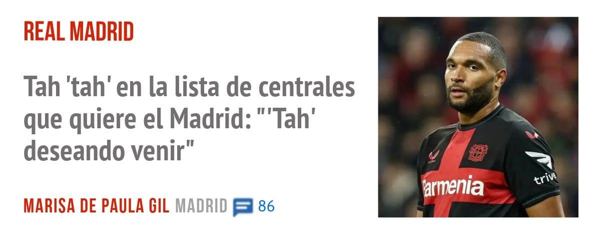 REAL MADRID. Tah 'tah' en la lista de centrales que quiere el Madrid: '"Tah' deseando venir"