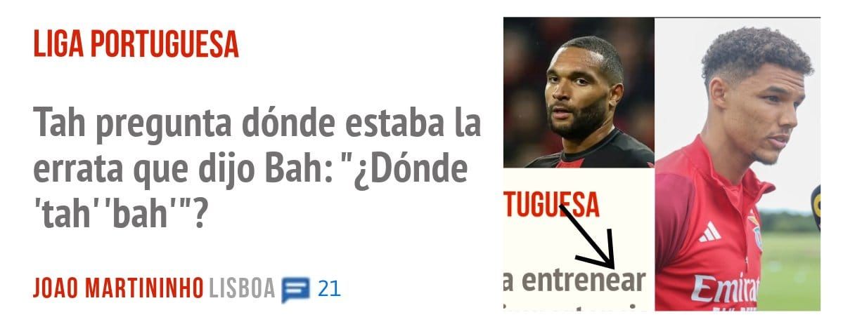 LIGA PORTUGUESA. Tah pregunta dónde estaba la errata que dijo Bah: "¿Dónde 'tah' 'bah"'?