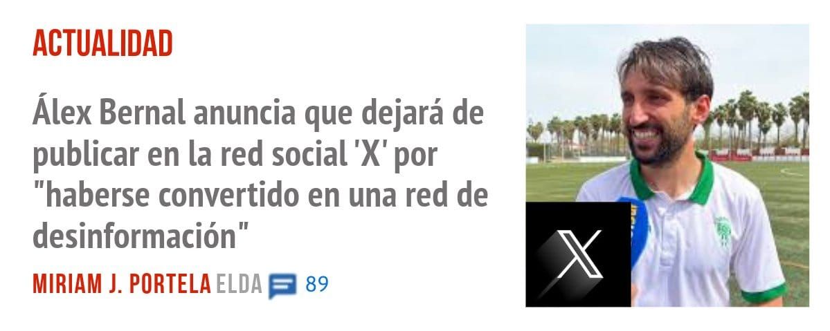 ACTUALIDAD. Álex Bernal anuncia que dejará de publicar en la red social 'X' por "haberse convertido en una red de desinformación "