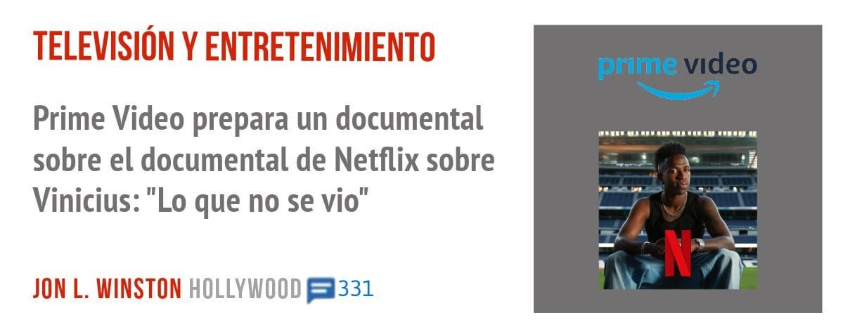 TELEVISIÓN Y ENTRETENIMIENTO. Prime Video prepara un documental sobre el documental de Netflix sobre Vinicius: "Lo que no se vio"