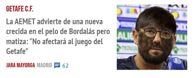 GETAFE C.F.. La AEMET advierte de una nueva crecida en el pelo de Bordalás pero matiza: "No afectará al juego del Getafe"