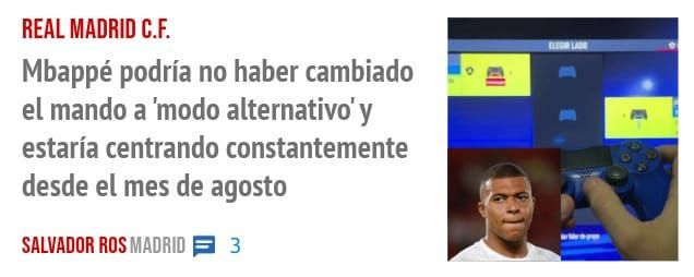 REAL MADRID C.E. Mbappé podría no haber cambiado el mando a 'modo alternativo' y estaría centrando constantemente desde el mes de agosto