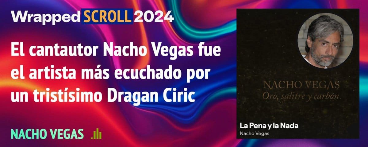 Wrappe. El cantautor Nach Vegas fue el artista más ecuchado por un tristísimo Dragan Ciric