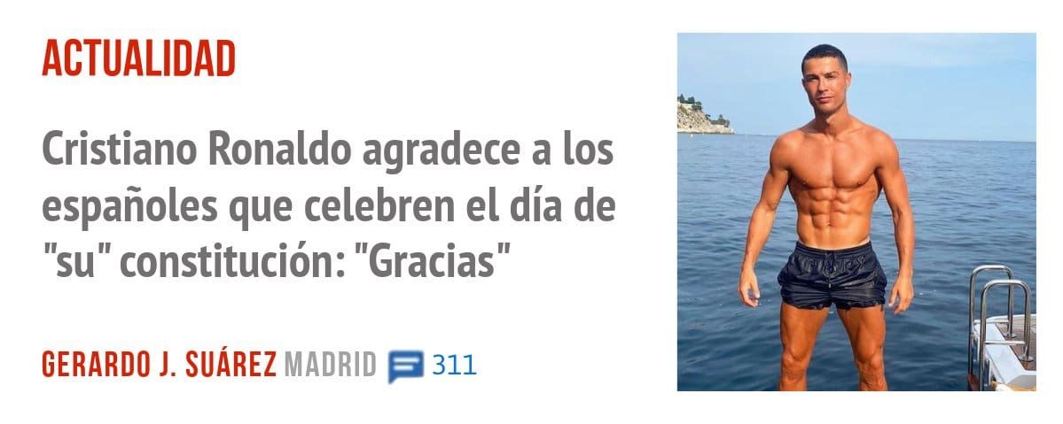 ACTUALIDAD. Cristiano Ronaldo agradece a los españoles que celebren el día de "su" constitución: "Gracias"
