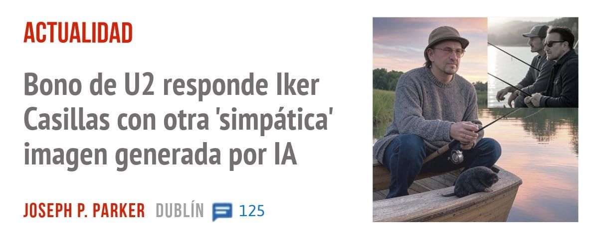 ACTUALIDAD. Bono de U2 responde Iker Casillas con otra 'simpática' imagen generada por IA