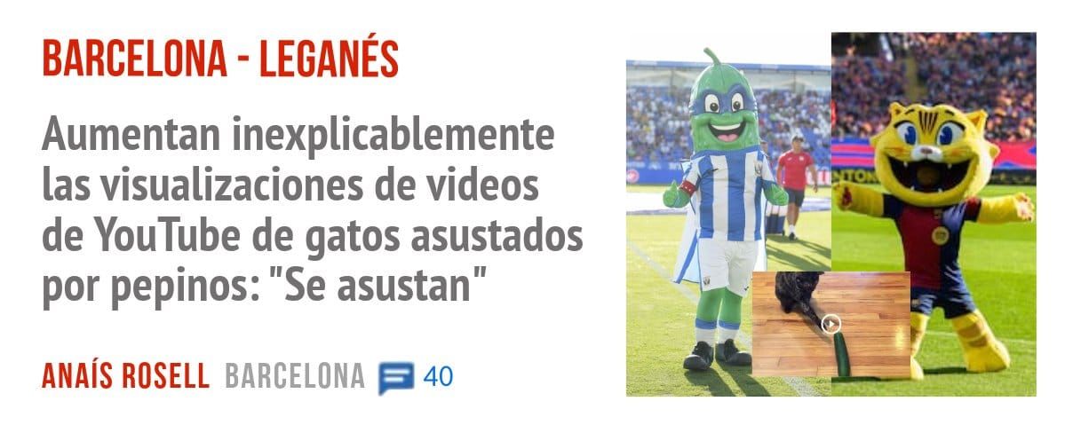 BARCELONA - LEGANÉS. Aumentan inexplicablemente las visualizaciones de videos de YouTube de gatos asustados por pepinos: "Se asustan"