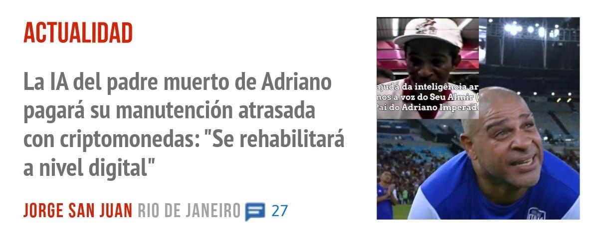 ACTUALIDAD. La IA del padre muerto de Adriano pagará su manutención atrasada con criptomonedas: "Se rehabilitará a nivel digital"