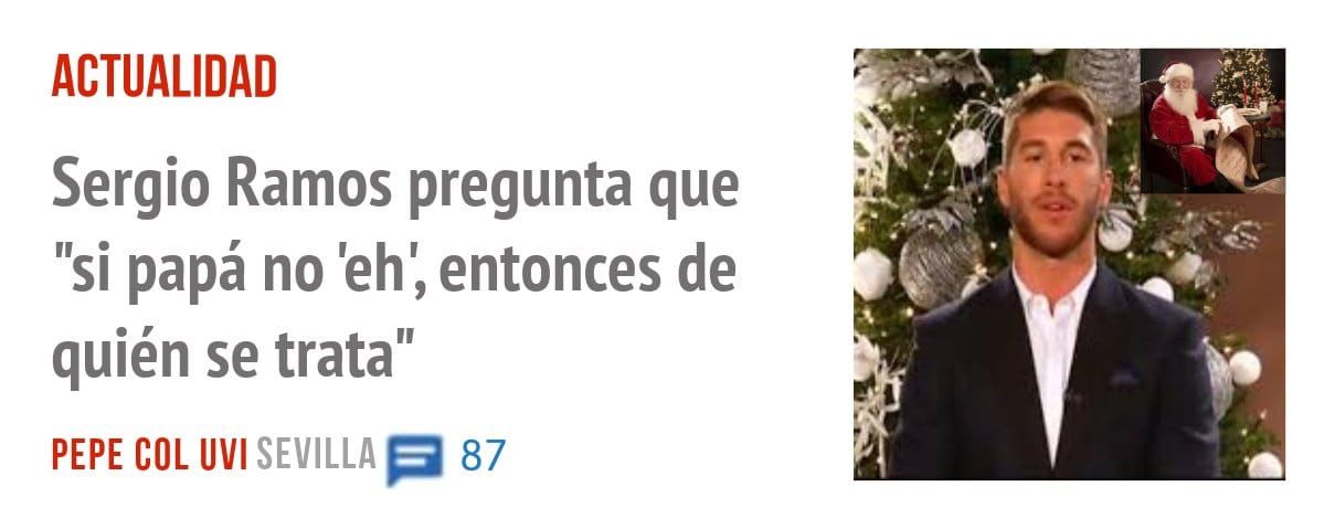 ACTUALIDAD. Sergio Ramos pregunta que "si papá no 'eh', entonces de quién se trata"