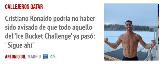 CALLEJEROS. Cristiano Ronaldo podría no haber sido avisado de que todo aquello del 'Ice Bucket Challenge'ya pasó: "Sigue ahí"