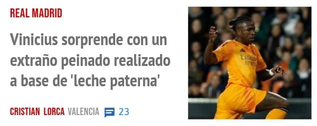 REAL MADRID. Vinicius sorprende con un extraño peinado realizado a base de 'leche paterna'