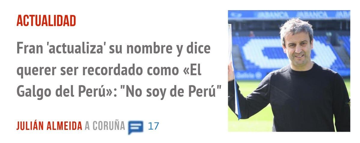 ACTUALIDAD. Fran 'actualiza' su nombre y dice querer ser recordado como «El Galgo del Perú»: "No soy de Perú"