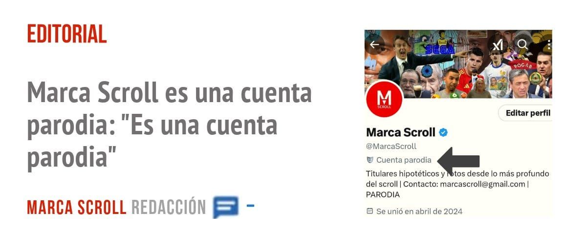 EDITORIAL. Marca Scroll es una cuenta parodia: "Es una cuenta parodia"