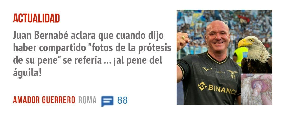 ACTUALIDAD. Juan Bernabé aclara que cuando dijo haber compartido "fotos de la prótesis de su pene" se refería ... PI pene del águila!