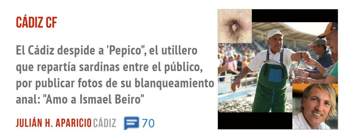CÁDIZ. El Cádiz despide a 'Pepico", el utillero que repartía sardinas entre el público, anal: "Amo a Ismael Beiro"