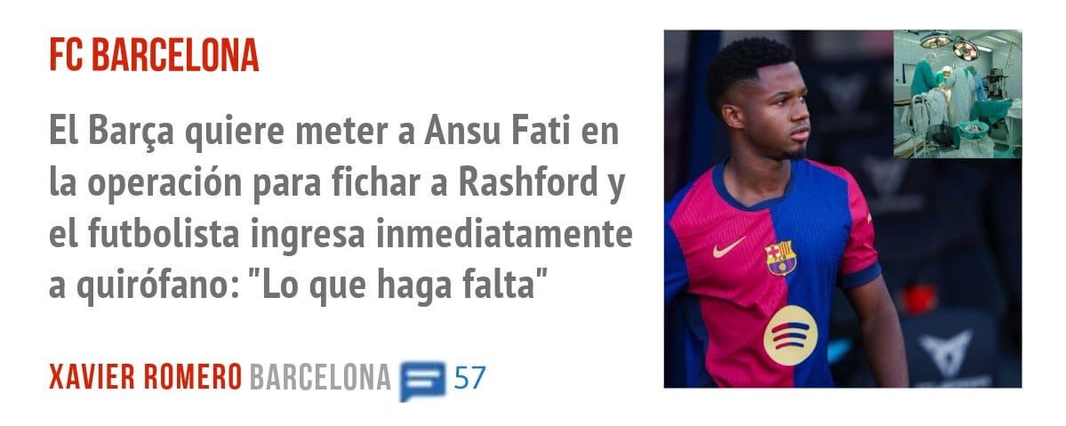 FC BARCELONA. El Barça quiere meter a Ansu Fati en la operación para fichar a Rashford y el futbolista ingresa inmediatamente a quirófano: "Lo que haga falta"