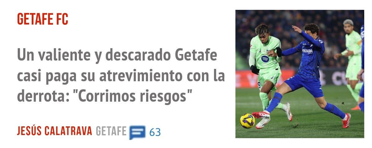 GETAFE FC. Un valiente y descarado Getafe casi paga su atrevimiento con la derrota: "Corrimos riesgos"
