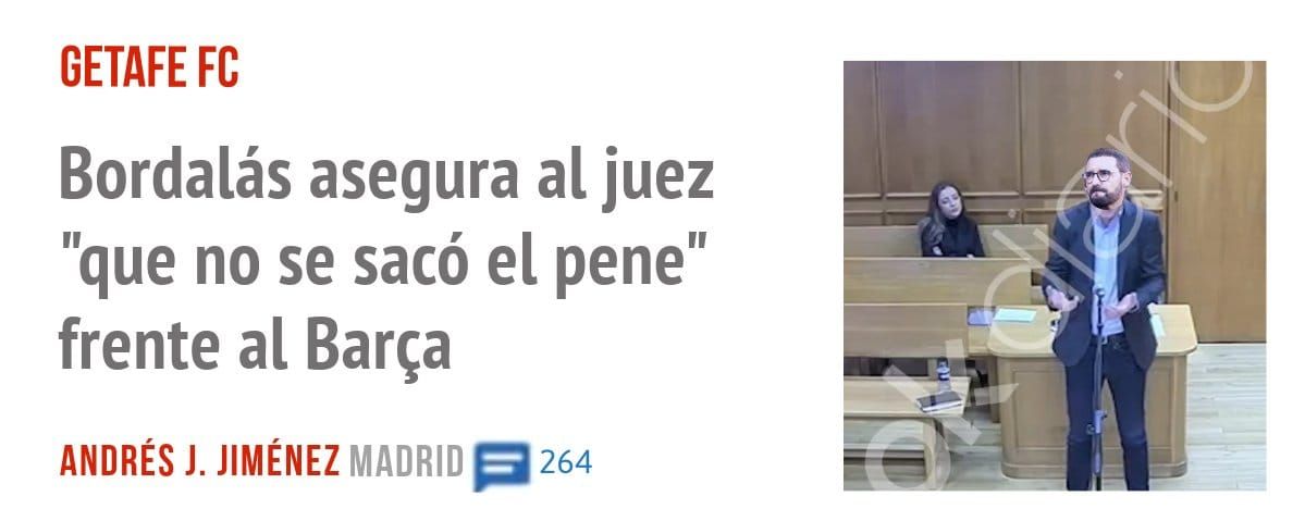 GETAFE FC. Bordalás asegura al juez "que no se sacó el pene" frente al Barça