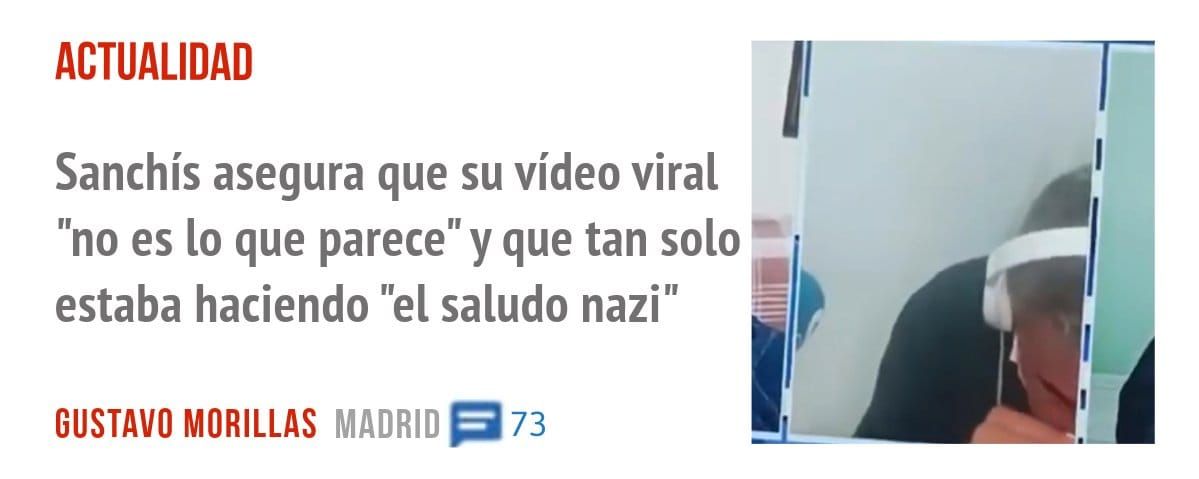 ACTUALIDAD. Sanchís asegura que su vídeo viral "no es 10 que parece" y que tan solo estaba haciendo "el saludo nazi"