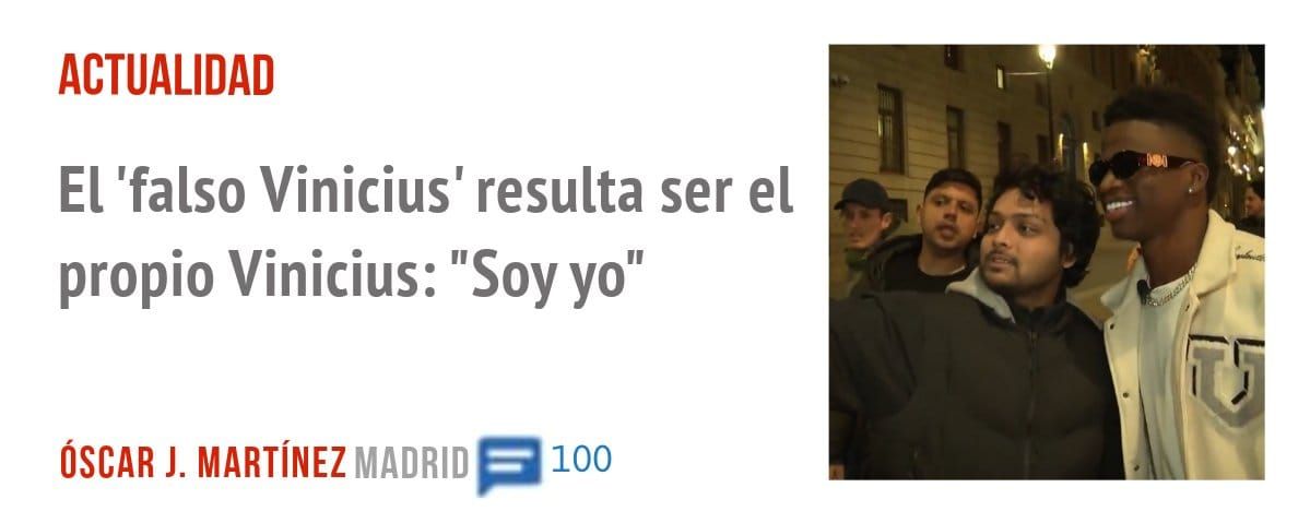 ACTUALIDAD. El 'falso Vinicius' resulta ser el propio Vinicius: "Soy yo"